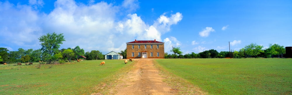Willow City School from 1904 Fredericksburg Texas Canvas Art - Panoramic Images (36 x 12)