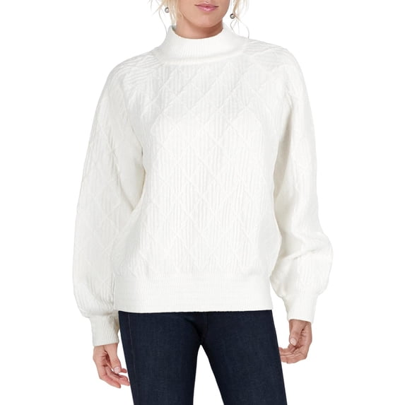 Willow & Clay Womens Knit Mock Neck Sweater White S