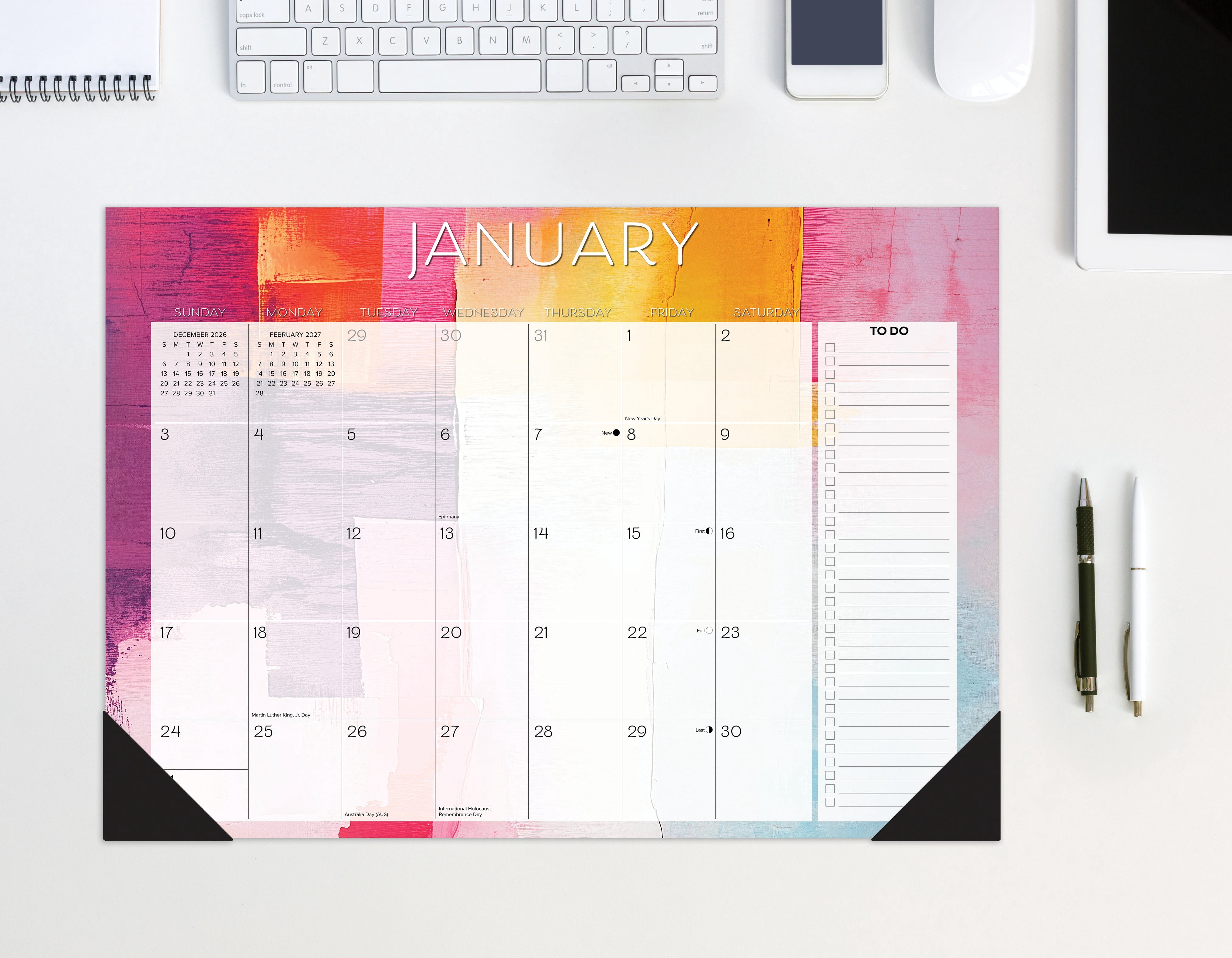 Willow Creek Press Abstract Art 2027 17" x 12" Small Monthly Deskpad (66416)