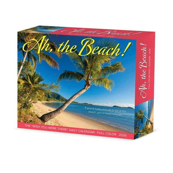 Willow Creek Press, Ah The Beach 2026 Desk Calendar, 6.18'' X 5.43'', Daily Calendar with Adhesive Binding