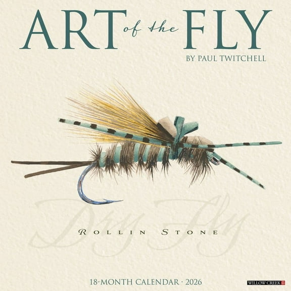 Willow Creek Press, Art of the Fly 2026 Wall Calendar, 12'' X 12'', 18-Month Calendar with Stapled Binding