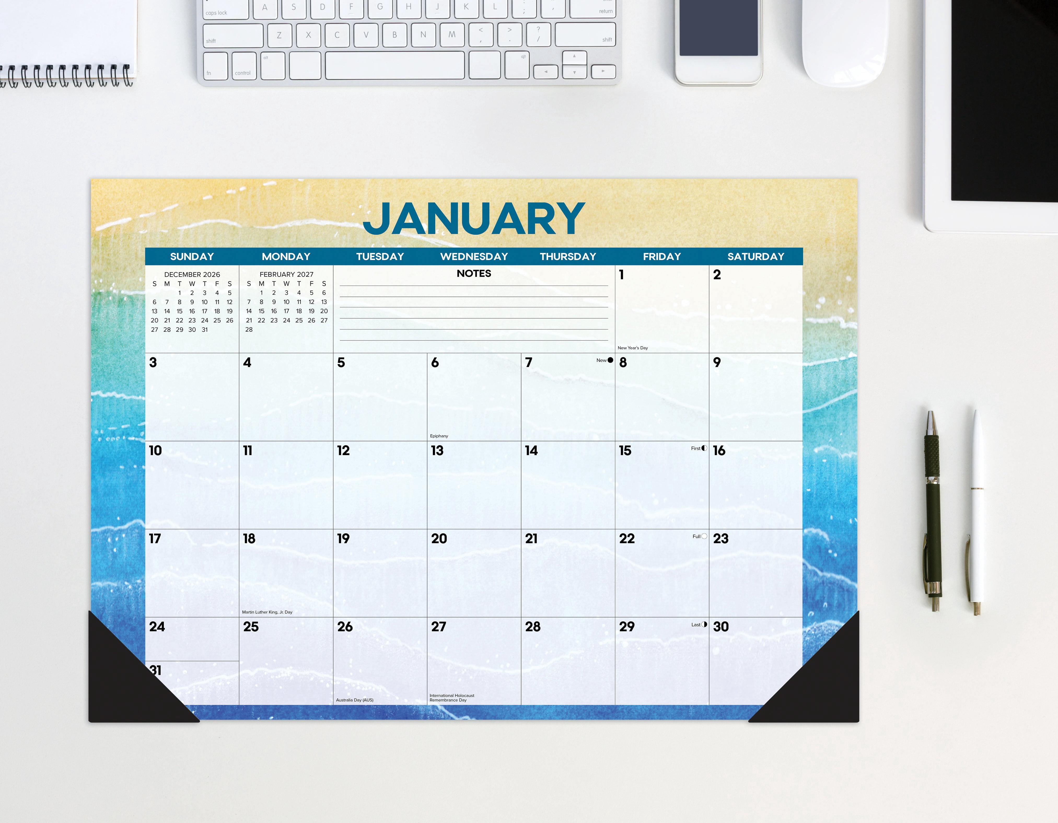 Willow Creek Press Beaches 2027 17" x 12" Small Monthly Deskpad (66447)
