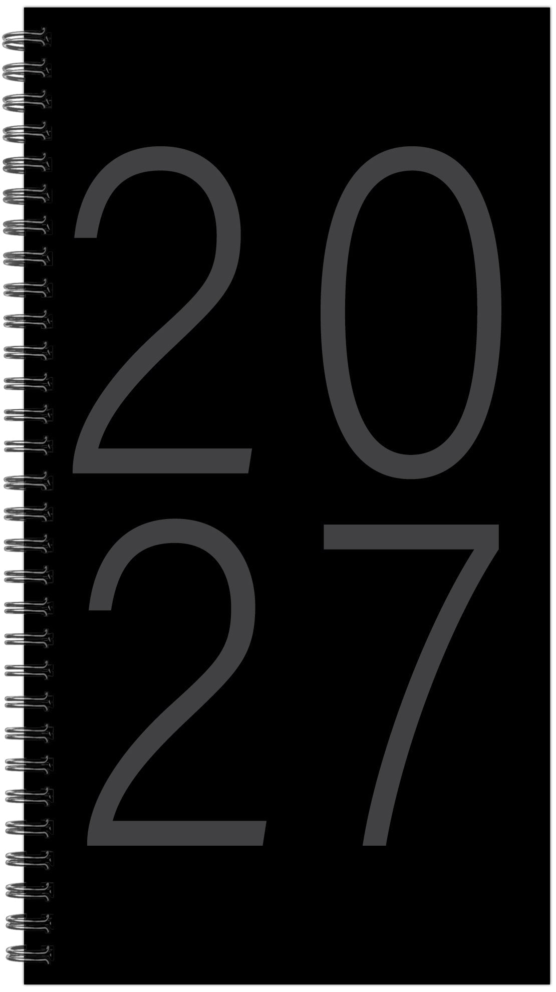 Willow Creek Press Black 2027 3.5" x 6.5" Softcover Weekly Spiral (66676)