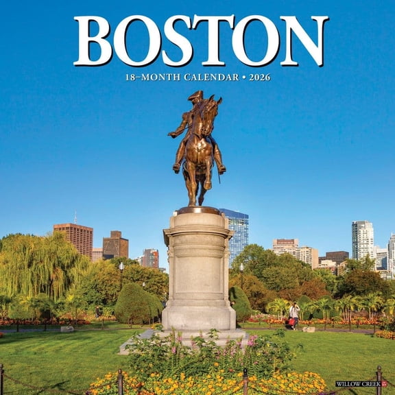 Willow Creek Press, Boston 2026 Wall Calendar, 12'' X 12'', 18-Month Calendar with Stapled Binding