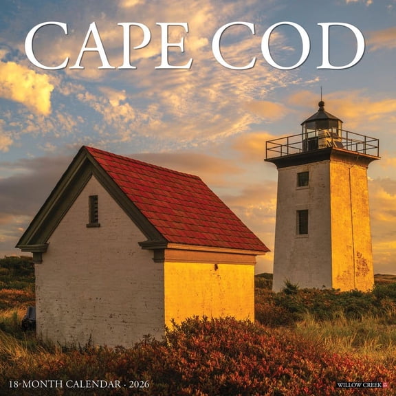 Willow Creek Press, Cape Cod 2026 Wall Calendar, 12'' X 12'', 18-Month Calendar with Stapled Binding