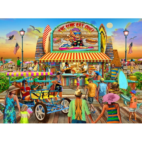 Willow Creek Press Cat Surf Grill Jigsaw Puzzles, 1000 Piece