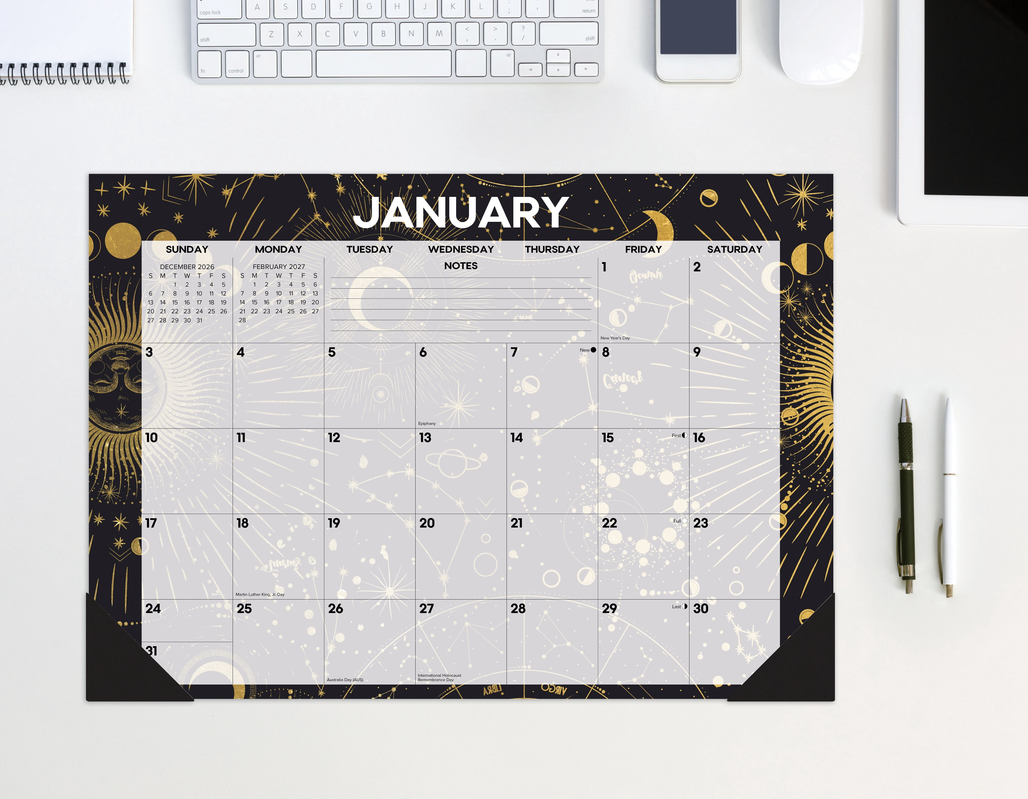 Willow Creek Press Celestial 2027 17" x 12" Small Monthly Deskpad (66461)