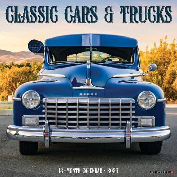 Willow Creek Press, Classic Cars and Trucks 2026 Wall Calendar, 12'' X 12'', 18-Month Calendar with Stapled Binding