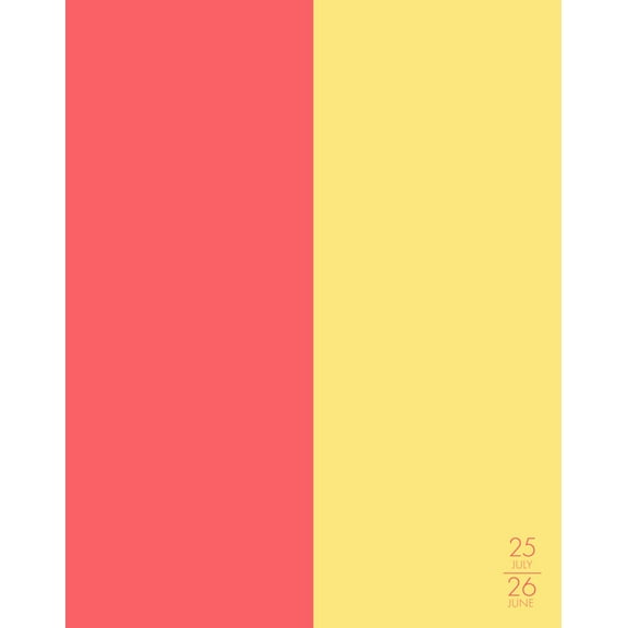 Coral Lemon Duotone Academic July 2025 - June 2026 7.5 X 9.5 Booklet Monthly Planner, (Hardcover)