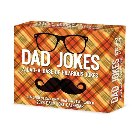 Willow Creek Press, Dad Jokes A Dad a Base of Hilarious Jokes 2026 Desk Calendar, 6.18'' X 5.43'', Daily Calendar with Adhesive Binding