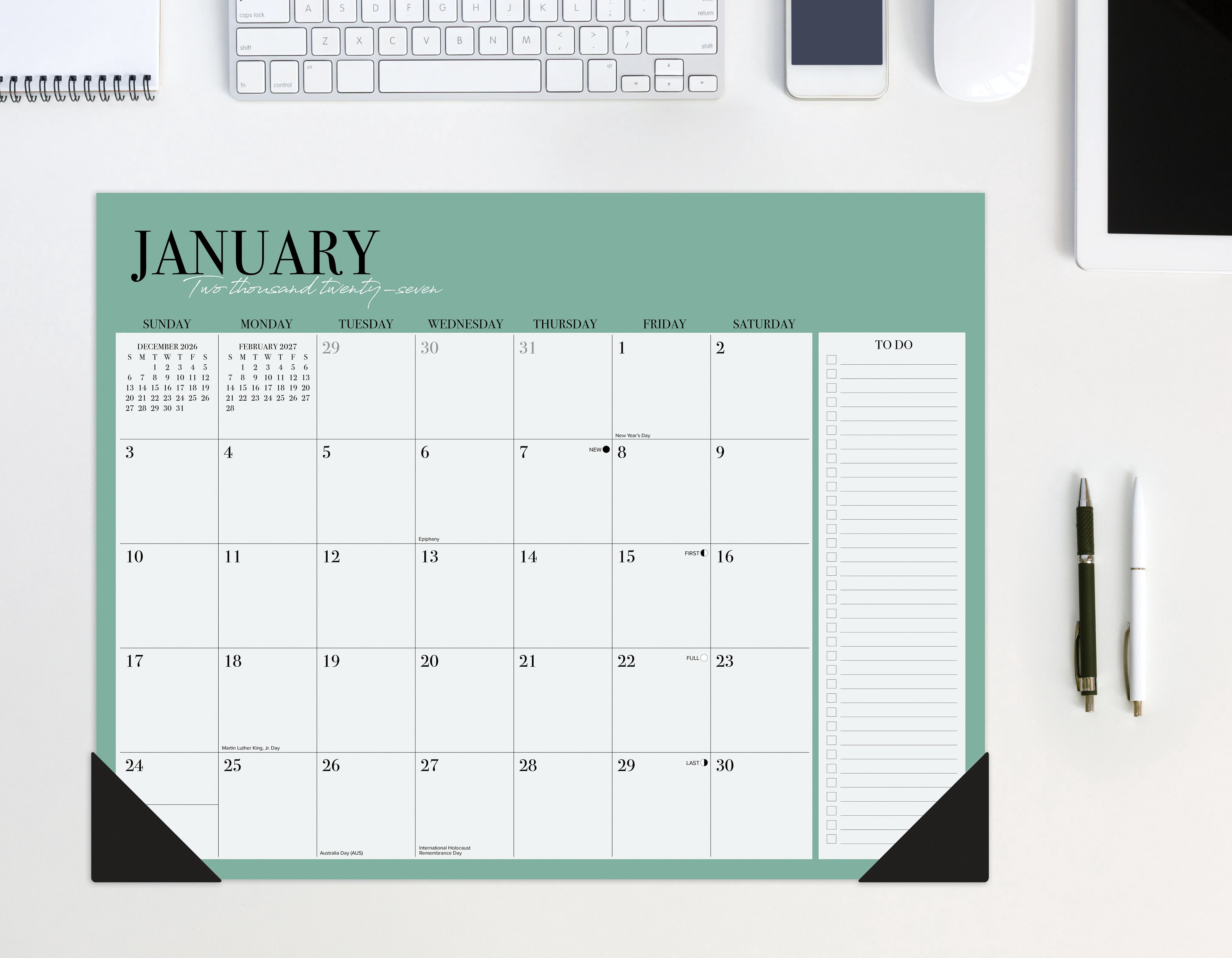 Willow Creek Press Modern Minimalist 2027 22" x 17" Large Monthly Deskpad (66591)