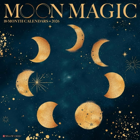Willow Creek Press, Moon Magic 2026 Wall Calendar, 12'' X 12'', 18-Month Calendar with Stapled Binding