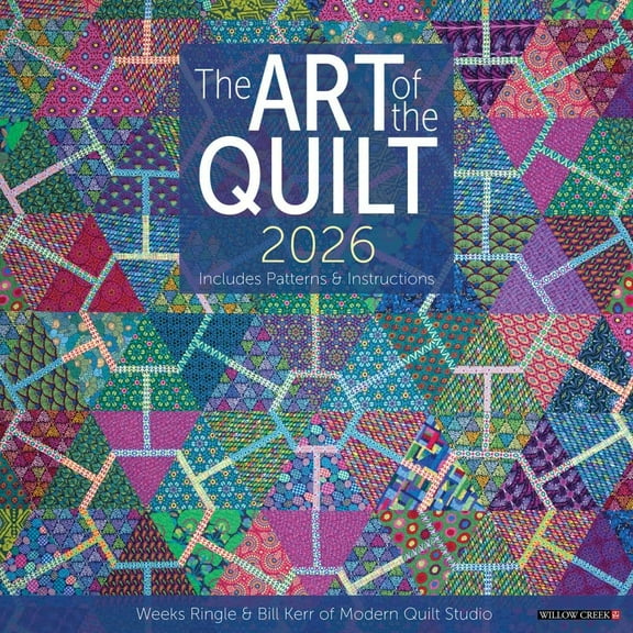 Willow Creek Press, Quilt Art of 2026 Wall Calendar, 12'' X 12'', 18-Month Calendar with Stapled Binding