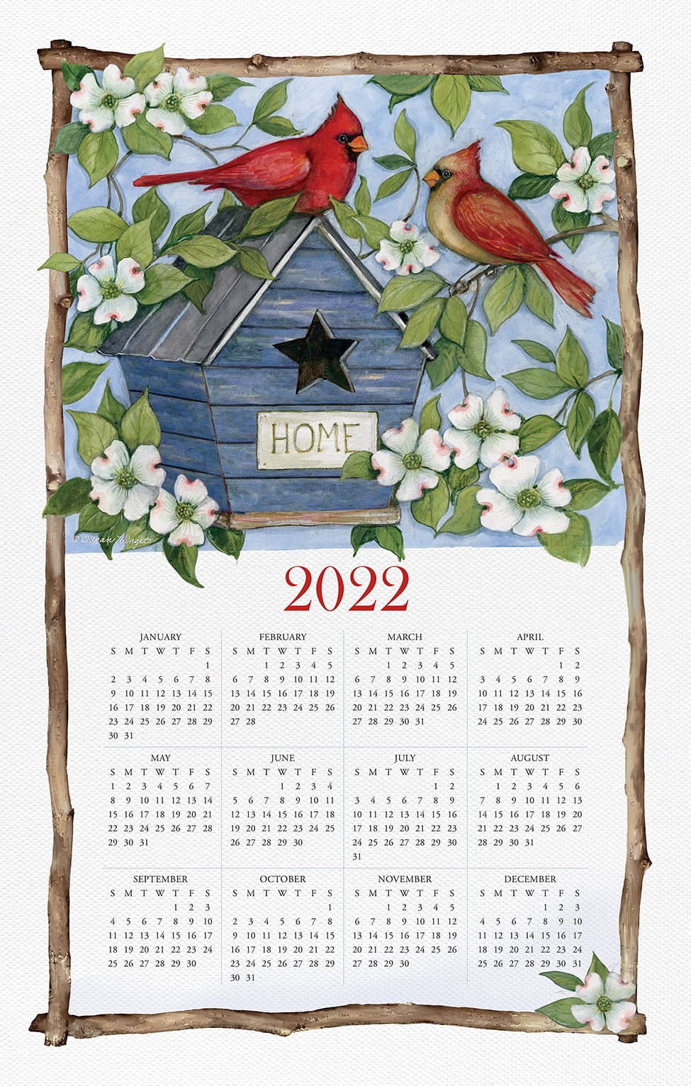 Willow Creek Press Spring Cardinals 2022 Calendar Towel