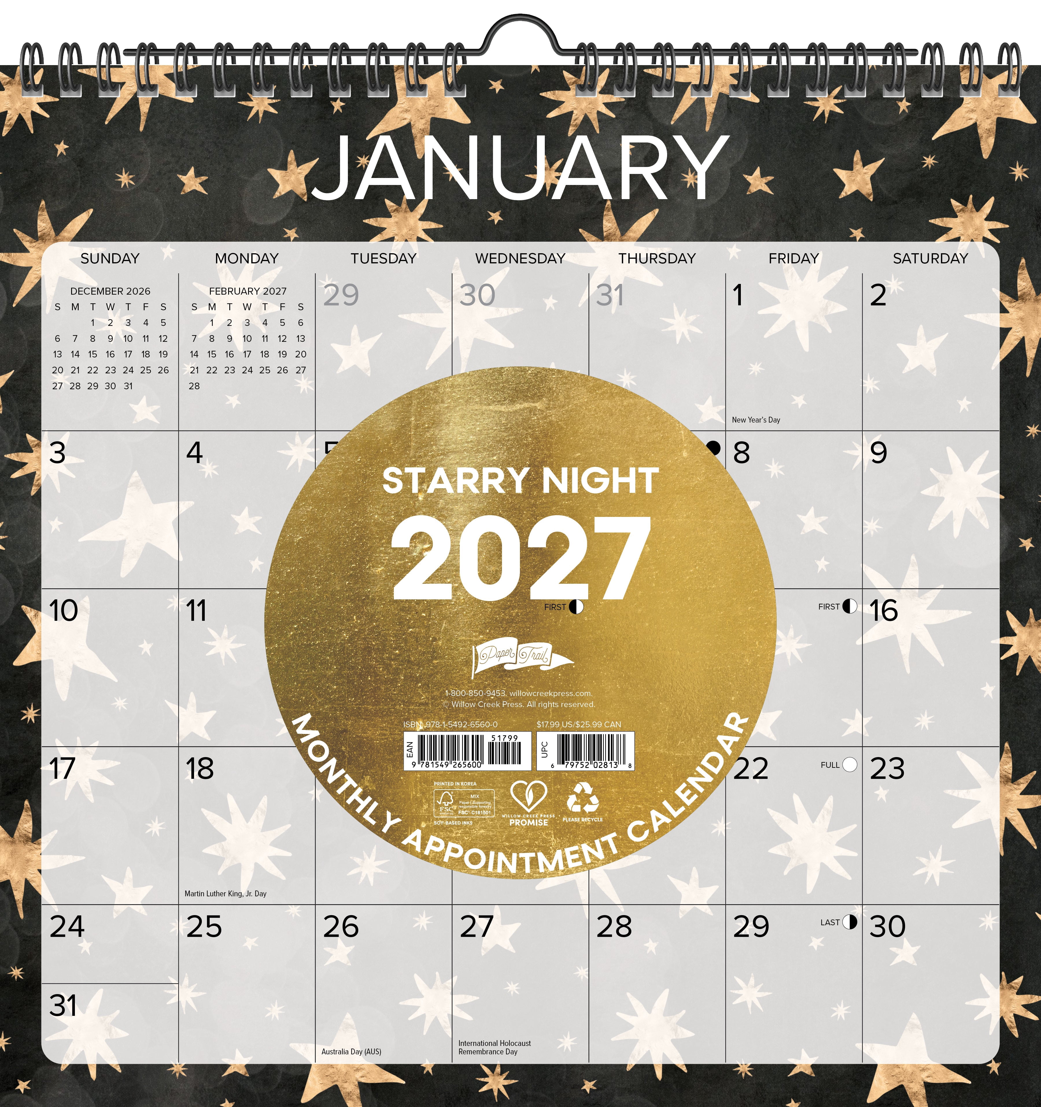 Willow Creek Press Starry Night 2027 12" x 12" Spiral Wall Calendar (65600)