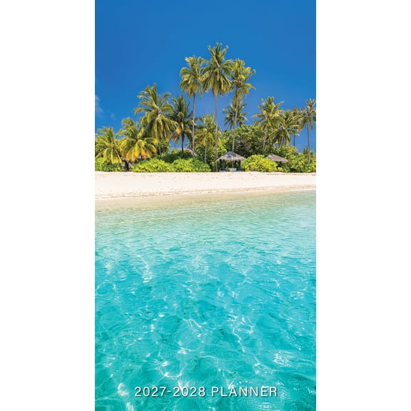 Willow Creek Press Tropical Beaches 2-Year 2027-28 3.5" x 6.5" Monthly Pocket Planner (65693)
