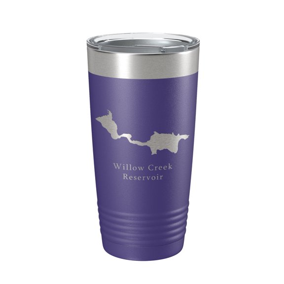 Willow Creek Reservoir Arapaho Tumbler Lake Map Travel Mug Insulated Laser Engraved Coffee Cup Colorado 20 oz Purple