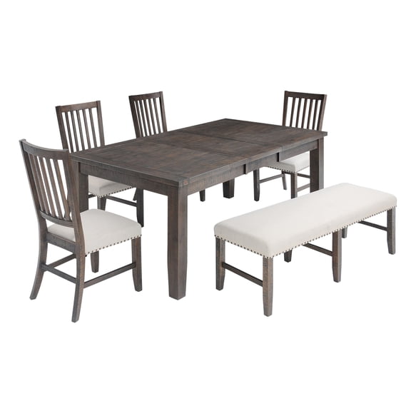 Willow Creek Rustic Distressed 78" Six-Piece Dining Set with Bench