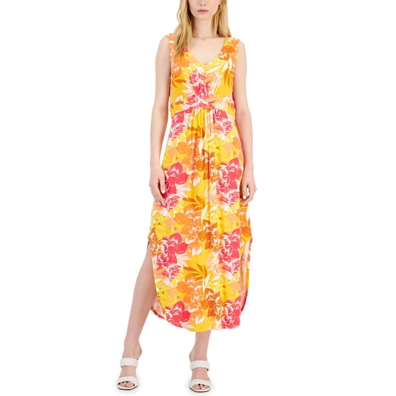 Willow Drive Floral Print Sleeveless Maxi Dress Bold Orchids XL