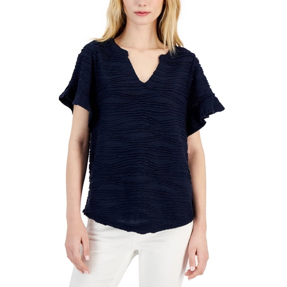 Willow Drive Flutter Sleeve Top Inkwell L