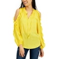 thumbnail image 1 of Willow Drive Women's Ruffled Cold Shoulder Top Yellow Size Large, 1 of 3