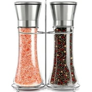 Willow & Everett Salt and Pepper Grinder Set - Stainless Steel Manual Mills for Whole Peppercorns & Rock Salt, Refillable Adjustable Coarseness (Pack of 2)