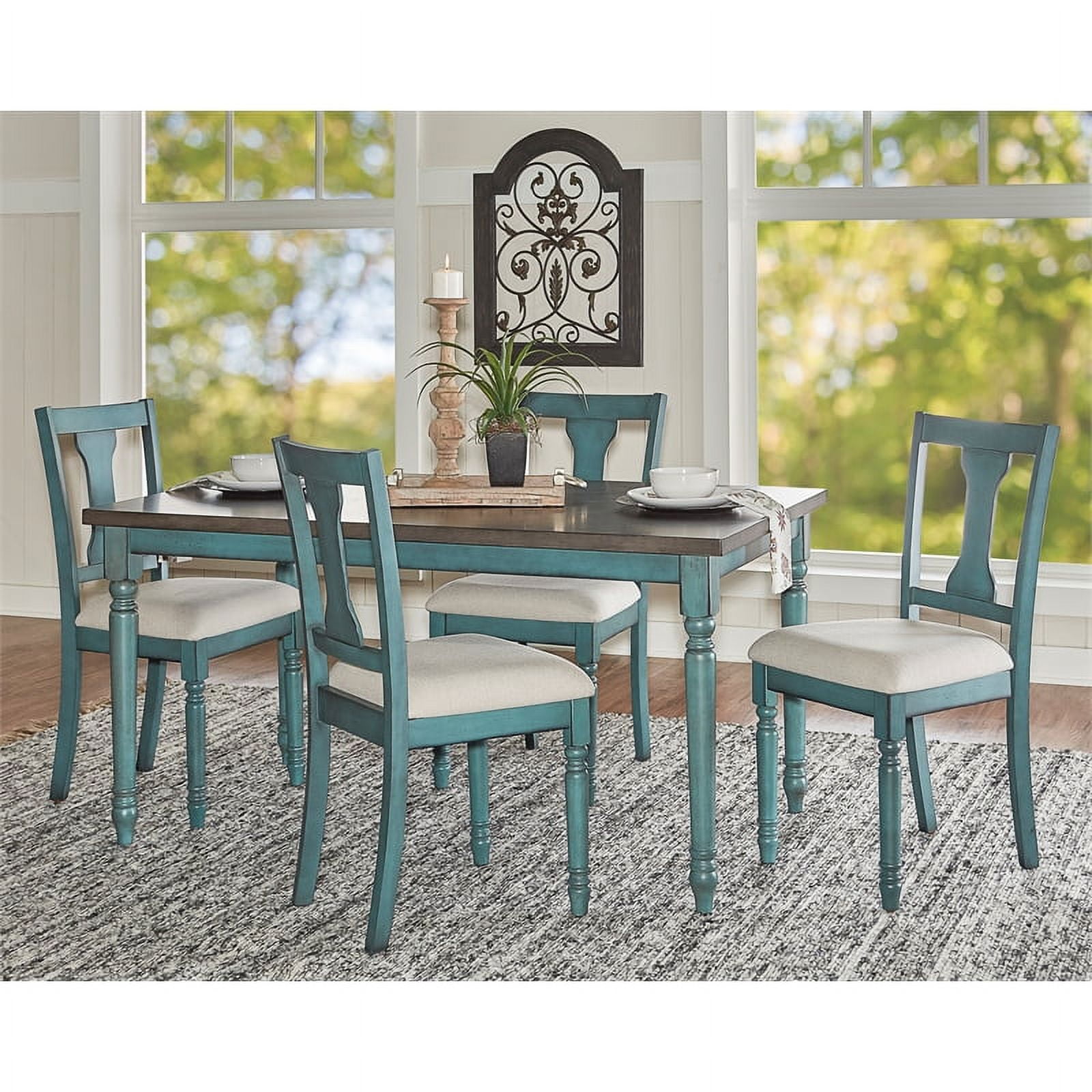 Spring Cottage 5 Pc Blue Colors Dining Room Set With Counter