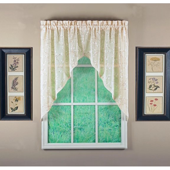 Willow Faux Linen Print Swag 38", Iory, 56" W x 38" L