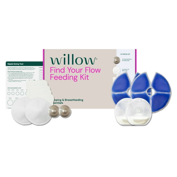 Willow Find Your Flow Feeding Kit, 13-Piece Breastfeeding Essentials Kit