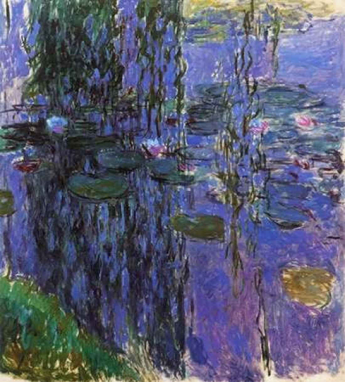Willow Fronds And Nympheas Canvas Art - Claude Monet (24 x 24)