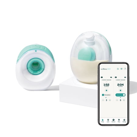 Willow Go Wearable Cord Free Double Electric Breast Pump, Clear