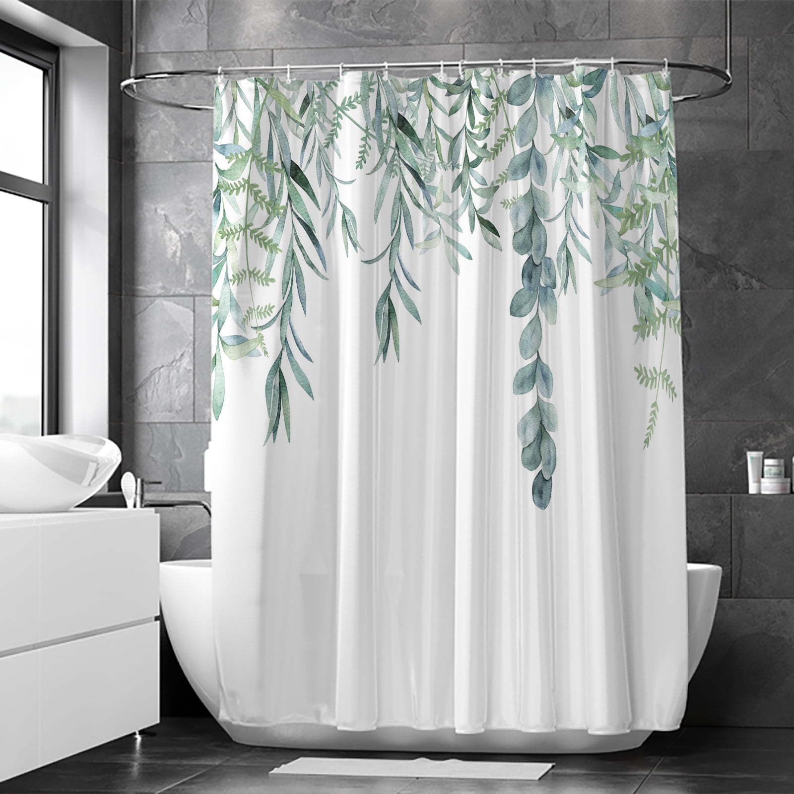 Willow Green Shower Curtain Greenery Eucalyptus Shower Curtain Floral ...