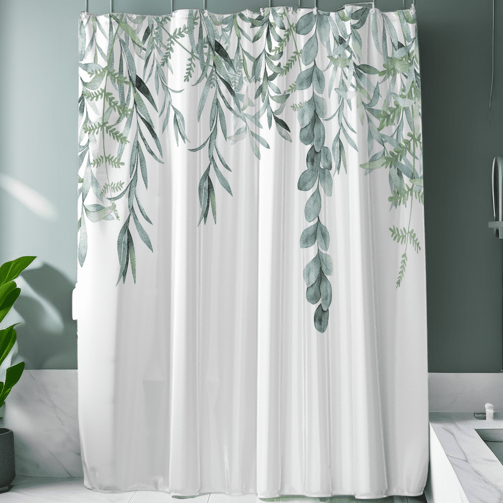 Willow Green Shower Curtain Greenery Eucalyptus Shower Curtain Floral