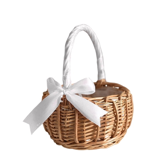 Willow Handwoven Basket 15x8x8cm Picnic Storage Organizer with Handle Fruit Vegetable Holder for Home Garden Wedding Camping