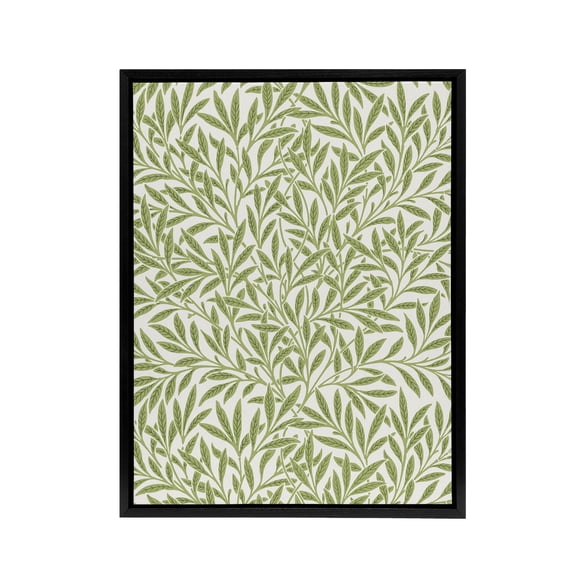 Willow Leaves Bright Pattern W. Morris Vintage Framed Canvas Wall Art 18X24"