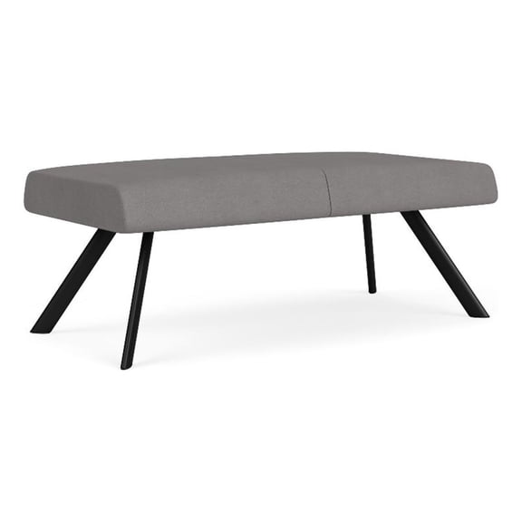 Willow Lounge Lobby Reception Waiting 2 Seat Bench / Black Steel / Light Gray