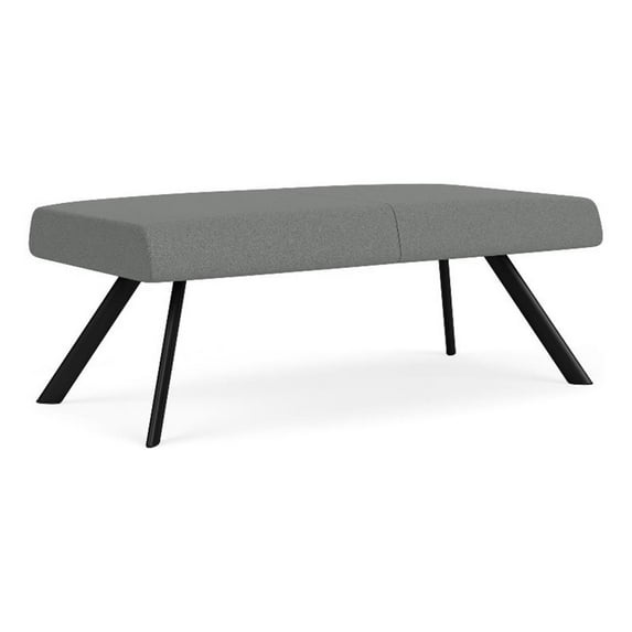 Willow Lounge Lobby Reception Waiting 2 Seat Bench / Black Steel / Light Gray