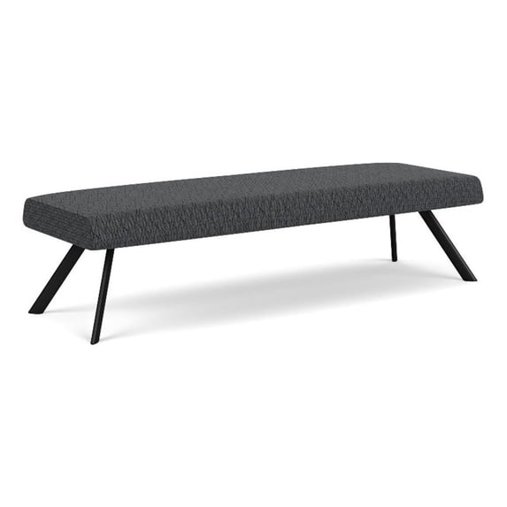 Willow Lounge Lobby Reception Waiting 3 Seat Bench / Black Steel / Dark Gray