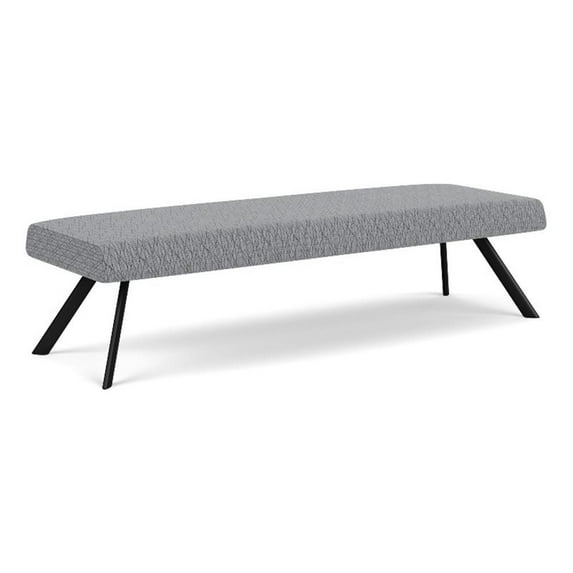 Willow Lounge Lobby Reception Waiting 3 Seat Bench / Black Steel / Gray