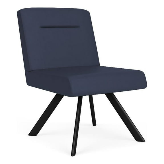 Willow Lounge Reception Waiting Armless Swivel Guest Chair / Black Steel / Blue