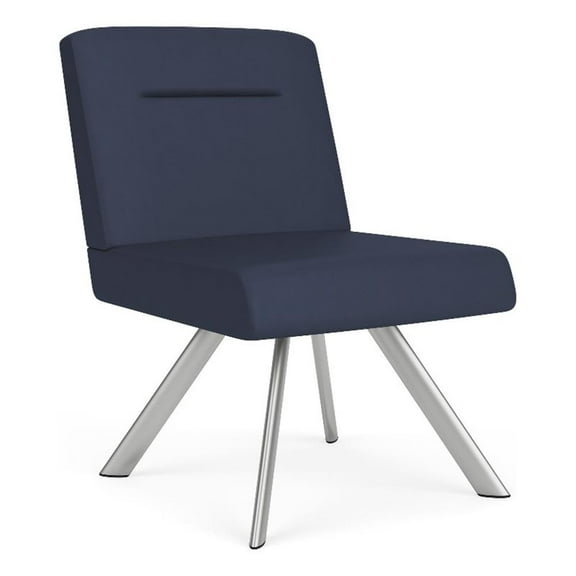 Willow Lounge Reception Waiting Armless Swivel Guest Chair / Silver Steel / Blue