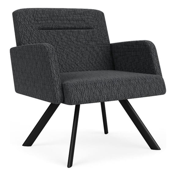 Willow Lounge Lobby Reception Waiting Bariatric Chair / Black Steel / Dark Gray