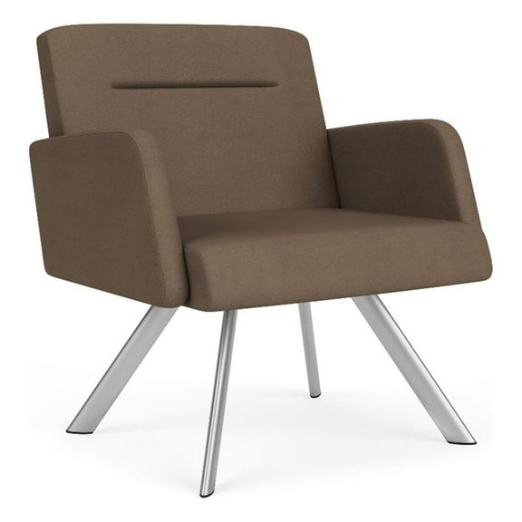 Willow Lounge Lobby Reception Waiting Bariatric Chair / Silver Steel / Brown