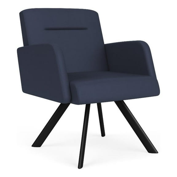 Willow Lounge Lobby Reception Waiting Guest Chair / Black Steel / Blue