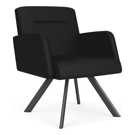 Willow Lounge Lobby Reception Waiting Guest Chair / Charcoal Steel / Black