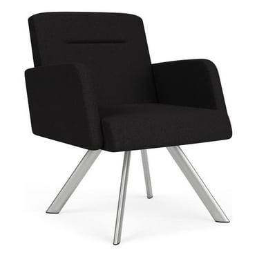 Willow Lounge Lobby Reception Waiting Guest Chair / Silver Steel / Black
