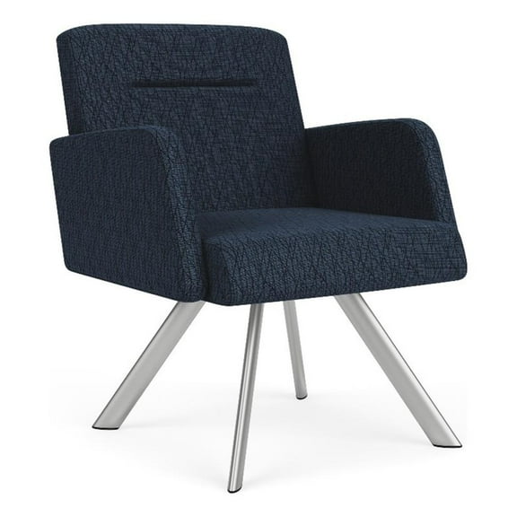 Willow Lounge Lobby Reception Waiting Guest Chair / Silver Steel / Blue