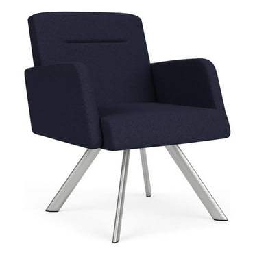 Willow Lounge Lobby Reception Waiting Guest Chair / Silver Steel / Navy Blue