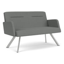 Willow Lounge Lobby Reception Waiting Loveseat / Silver Steel / Light Gray