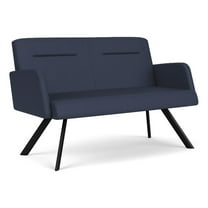Willow Lounge Lobby Reception Waiting Room Loveseat / Black Steel / Blue